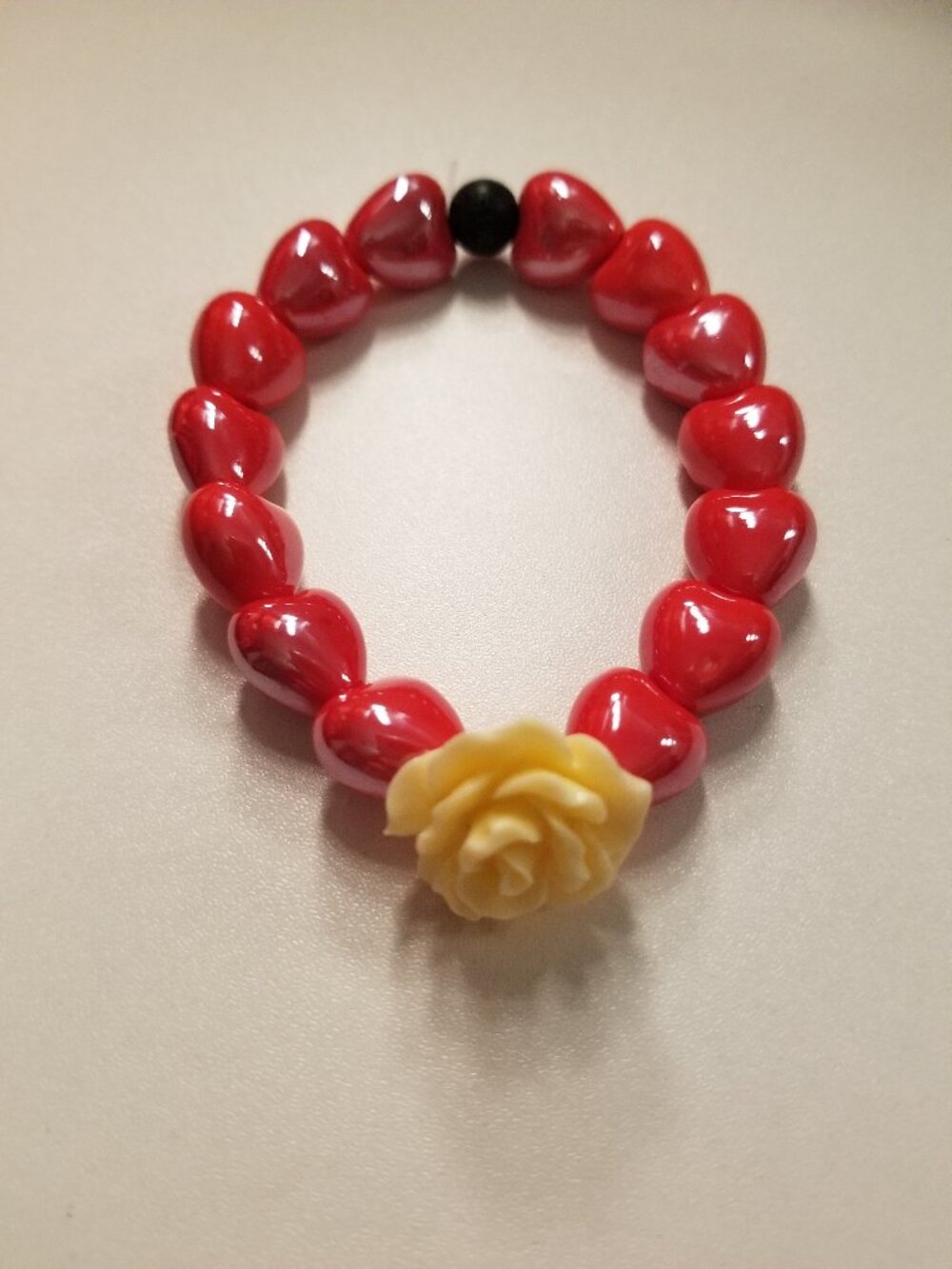 A Rock & A Rose Hearty-Heart-Heart Red, White, and Black Bracelet